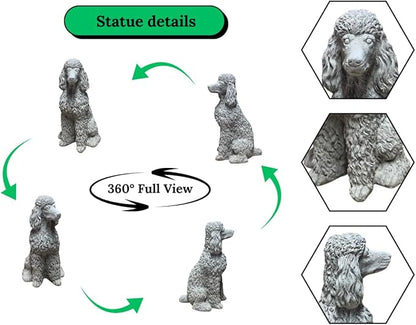Poodle Concrete Statue Outdoor Dog Garden Figure Pet Memorial Stone Cement Sympathy Gift Yard Sitting Puppy Sculpture Pets Lovers Gift Patio Decoration