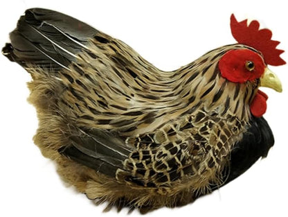Realistic Chicken Figurine, Artificial Feather Hen Model for Home Garden Decor