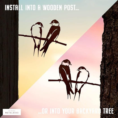 METALBIRD - Pair of Swallows - Outdoor Tree Ornaments in Corten Steel - Metal Art Proudly Made in The USA