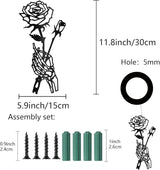 CREATCABIN Skeleton Hand Rose Wall Decor Flower Metal Wall Art Minimalist Halloween Gothic Line Art Skull Unique Love Hanging Sculpture for Wall Valentine's Day Home Decor Black 11.8 x 5.9 inch