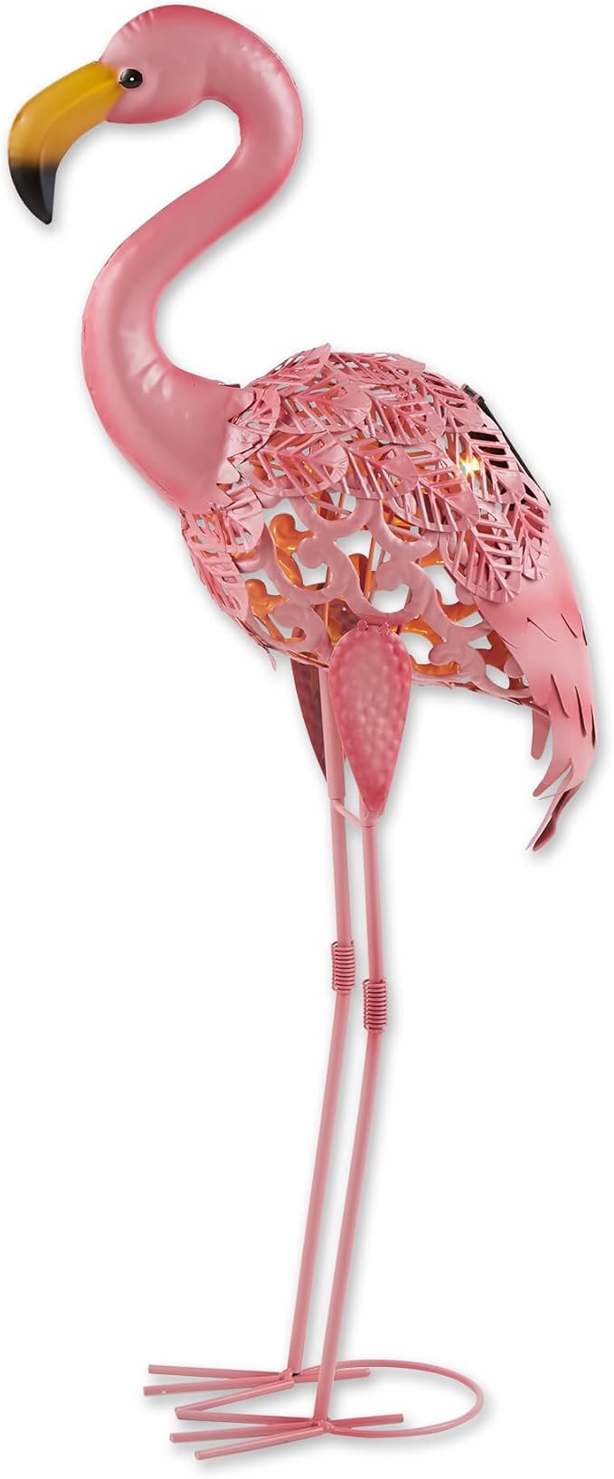 Zingz & Thingz Durable Iron Outdoor Décor Flamingo Solar Garden Stake, 12x6x32, Standing Tall