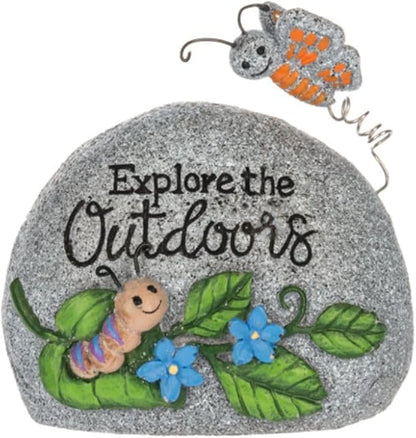 Ganz Decorative Garden Stone with Butterfly Design, Uplifting Message, Gray, 1-Piece Set, ER76834, Assorted Designs, Random Design Shipped