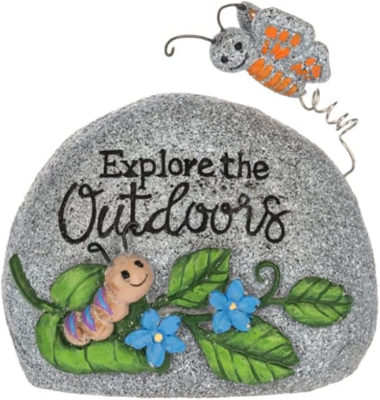 Ganz Decorative Garden Stone with Butterfly Design, Uplifting Message, Gray, 1-Piece Set, ER76834, Assorted Designs, Random Design Shipped