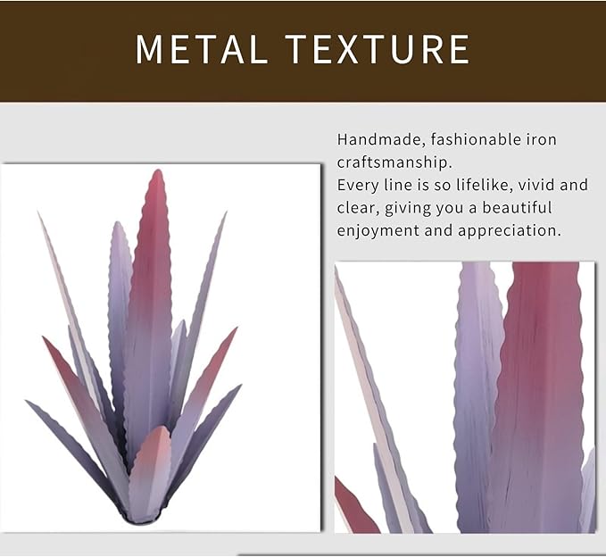 Generic Rustic Metal Tequila Agave Sculpture, Wind Resistant Vivid Iron Plant Statue Figurines Ornament for Country Garden Courtyard Lawn Patio Decor, Metal Yard Art Holiday Outdoor Decorations (B)