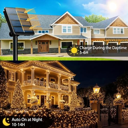 Solar String Lights 800 LED 264ft Warm White 4-Pack