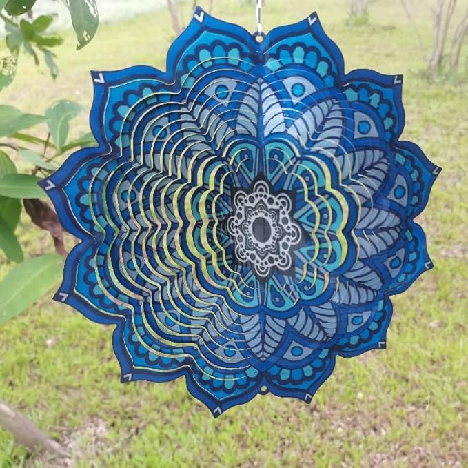 Hanging Wind Spinners Outdoor- Wind Spinner Outdoor Clearance,Mandala Flower Hanging Wind Spinner，Garden Decor,Spinners for Yard and Garden, (10 inch)