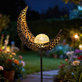 TAKE ME Moon Solar Lights for Women Garden Outdoor Decor Waterproof Metal Solar Stakes Lights for Patio Yard Walkway Lawn Patio Mothers Garden Gifts Mom Wife Grandma