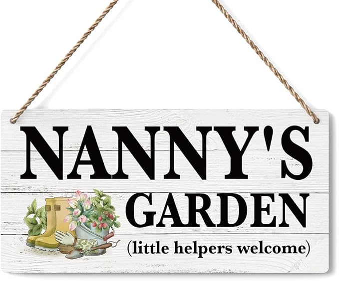 Nanny Gifts Outdoor Garden Wooden Sign Decor, Indoor Garden Decoration Hanging Signs 12x6 Inches, Outdoor Porch Yard Wall Art Decor Sign, Mother's Day Gifts Birthday Gift for Mom Grandma