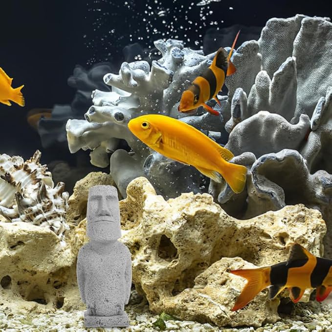 IMIKEYA Easter Island Head Statue Sandstone Akivi Moai Monolith Decorative Garden Sculpture Mini Moai Figurine for Home Garden Patio Lawn