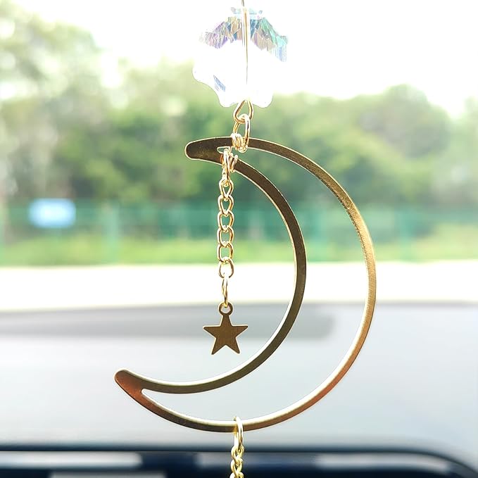Crystal Sun Catcher Rear View Mirror Accessories, Colorful Crystals Suncatcher Car Mirror Hanging Accessories Car Decor, Hanging Ornament for Window Home Garden etc.