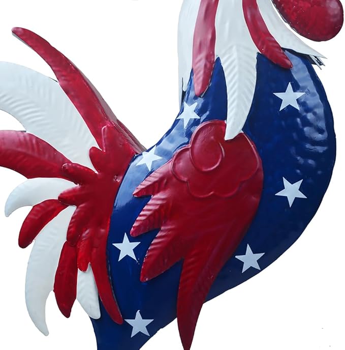 Metal Rooster Statues Waterproof Chicken Sculpture Metal Garden Deco Outdoor Yard Ornament for Patio Lawn Backyard