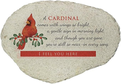 GiftsForYouNow Cardinal Memorial Garden Stone, I Feel You Here Sympathy Gift, Outdoor Bereavement Marker, Loss of Loved One Tribute