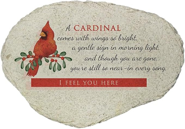 GiftsForYouNow Cardinal Memorial Garden Stone, I Feel You Here Sympathy Gift, Outdoor Bereavement Marker, Loss of Loved One Tribute
