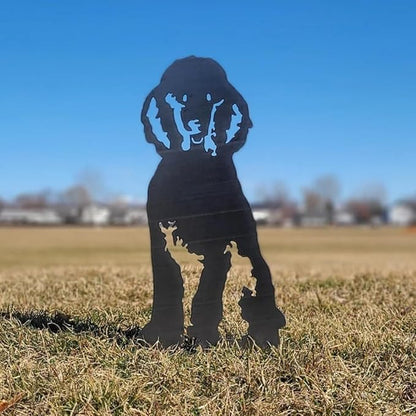Dog Style Metal Puppy Silhouette Garden Statues French Bulldog/Doberman Pinscher Backyard Lawn Stakes, Festival Decorations & Yard Decor Iron Art (B)