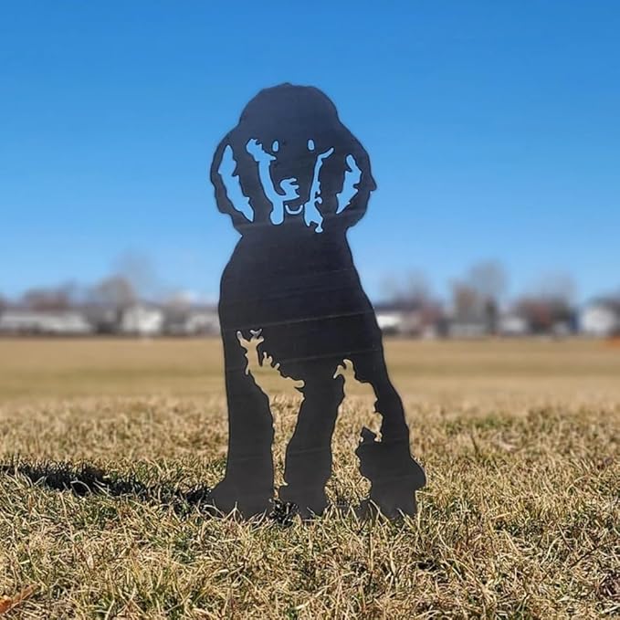 Dog Style Metal Puppy Silhouette Garden Statues French Bulldog/Doberman Pinscher Backyard Lawn Stakes, Festival Decorations & Yard Decor Iron Art (E)