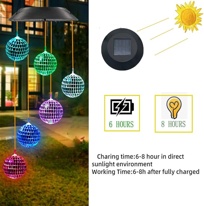 Purtuemy Solar Wind Chime for Porch Decor, Solar Lights Outdoor Decorative for Garden and Patio, Birthday Gifts for Women Mom Grandma