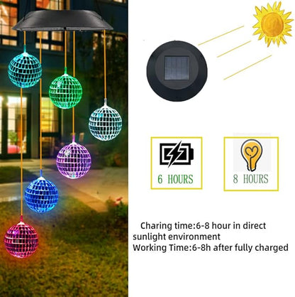 Purtuemy Solar Wind Chime for Porch Decor, Solar Lights Outdoor Decorative for Garden and Patio, Birthday Gifts for Women Mom Grandma