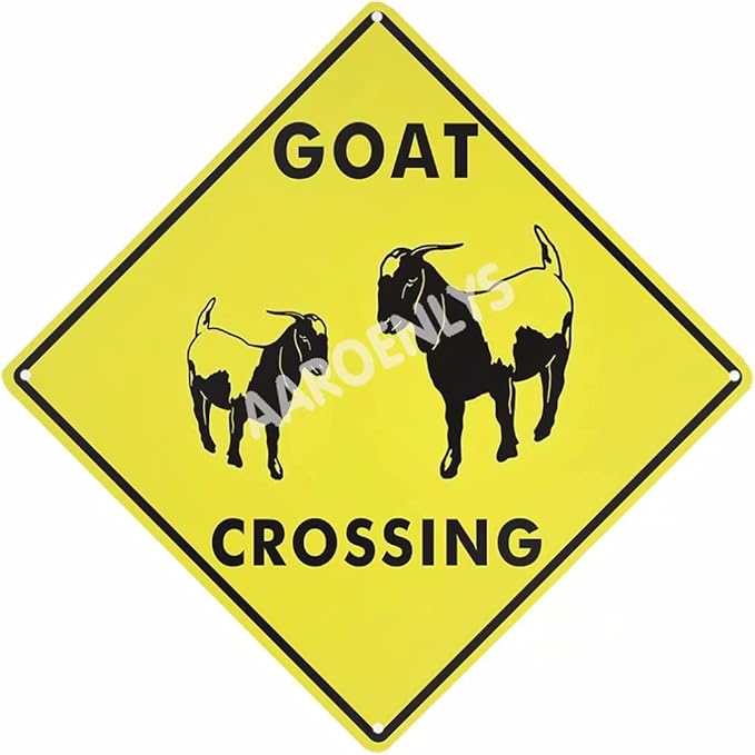 AAROENLYS Metal Tin Sign Goat Crossing Xing Farm Organic Country Yard Sign Aluminum Street Sign for Indoor Outdoor Home Decor Wall Decoration 12x12 Inch