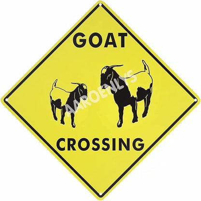 AAROENLYS Metal Tin Sign Goat Crossing Xing Farm Organic Country Yard Sign Aluminum Street Sign for Indoor Outdoor Home Decor Wall Decoration 12x12 Inch