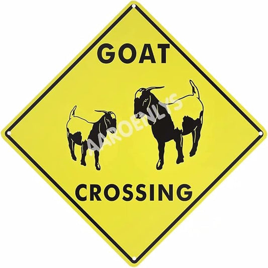 AAROENLYS Metal Tin Sign Goat Crossing Xing Farm Organic Country Yard Sign Aluminum Street Sign for Indoor Outdoor Home Decor Wall Decoration 12x12 Inch