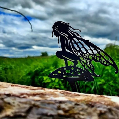 Outdoor Flower Fairies Terrace Iron Art Silhouette Ornament Crafts Garden Metal Outdoor Decoration Lawn Patio (B)