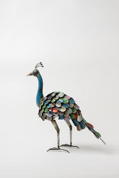 De Kulture Handcrafted Recycled Iron Vintage Peacock Figurine Decorative Collectible Figurine showpiece Beautify Home Office Holiday décor| Ideal for Garden Decoration, 41x13x36 (LWH) inches