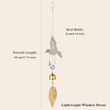 Hummingbird Crystal Suncatcher for Window Hanging, Rainbow Maker Prism Ornament with Hook, Sparkling Sun Catcher Decor for Home, Patio, Garden, Bird Lover Gift (Wind Chime)