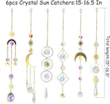 6PCS AB Crystal Suncatcher Hanging Sun Catcher with Chain Rainbow Maker Pendant Crystal Balls Prism for Window Home Garden Christmas Party Wedding Decoration