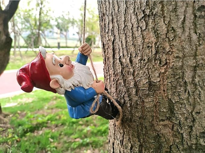 Climbing Gnomes Tree Decor - Cute Gnome Garden Statue Art Resin Dwarf Sculpture for Yard Outdoor Decoration Ornaments