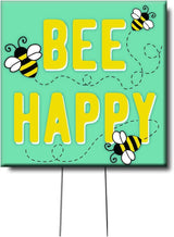 My Word! Bee Happy Wooden Sign for Plants