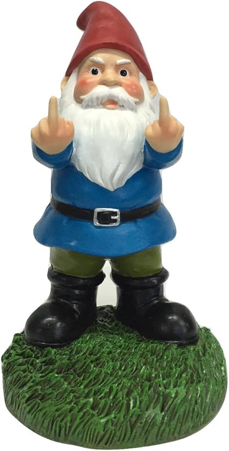 Gnometastic Middle Finger Gnome Statue 8.5in, The Original Double Bird Funny Garden Gnomes Statues Outdoor Decorations for Yard, Patio and Lawn Ornaments