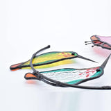 Lolitarcrafts Hummingbird with Flower Stained Glass Suncatcher Bird Stained Glass Window Hangings Hummingbird Gift for Home Decor (Green 1 Pair)