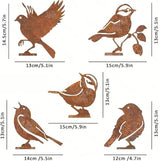 5PCS Rusty Metal Birds Decorations, Garden Yard Art Outdoor Ornaments, Bird Silhouette Statues for Fence Trees, Rustic Cardinal Gifts Spring Decorations (Style A)
