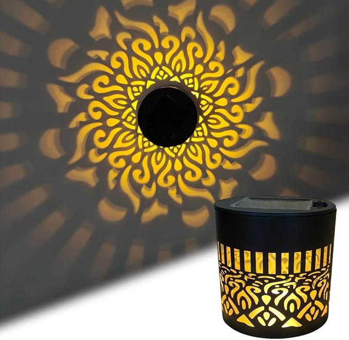Decorative Solar Mandala Lights, Metal Solar Powered Outdoor Wall Lights Solar Powered Deck Step Stair Lights, Waterproof Mandalas Fence Light for Garden Post Patio Backyard Yard Decor (1, Mandala)