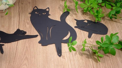 Tandefio 6 Pack Black Cat Garden Stakes Metal Cat Silhouette Decorative Garden Statues for Yard Art Outdoor Decor for Patio Lawn Farmhouse Ornament Cats Lover Gifts Bird Repellent Scaring Pest(Large)