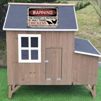 Vintage Chicken Signs for Coop Warning This Property is Protected Chickens Tin Sign Chicken Coop Sign Chicken Accessories Outdoor Chicken Decor on Coop 8X12 Inch