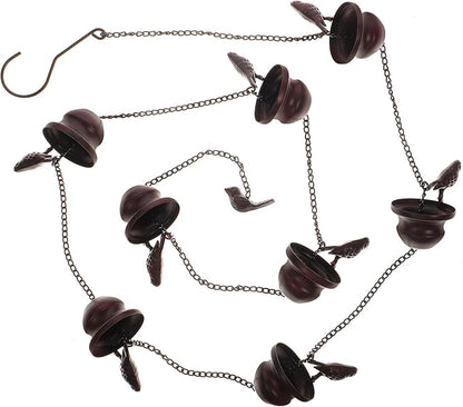 UPKOCH Copper Garden Rain Chain 2.4m Metal Decorative Rainwater Chain for Outdoor Courtyard and Patio, Antique Style Water Collector for Gutter Drainage and Roof Water Management