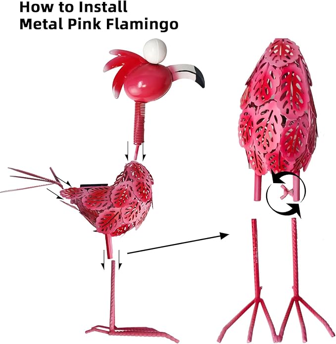 Pink Flamingo Garden Statue, Solar Flamingo Outdoor Decor,17 Inches Yard Flamingos for Outside, Pink Flamingos Statue for Garden, Yard, Patio, Lawn, Porch, Garden Flamingo Gift