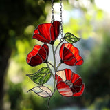 Poppies August Birth Month Flower Acrylic Suncatcher, Flower Suncatchers for Window Hangings, Stained Glass Effect Garden Decor, Gift for Mother's Day, Mom, Grandma, Wife, Women