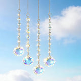 Window Sun Catcher Hanging - Glass Prism Rainbow Maker with Crystal Bead Chain, Suncatcher for Windows, Colorful Light Reflector Decor for Home Bedroom Balcony Garden