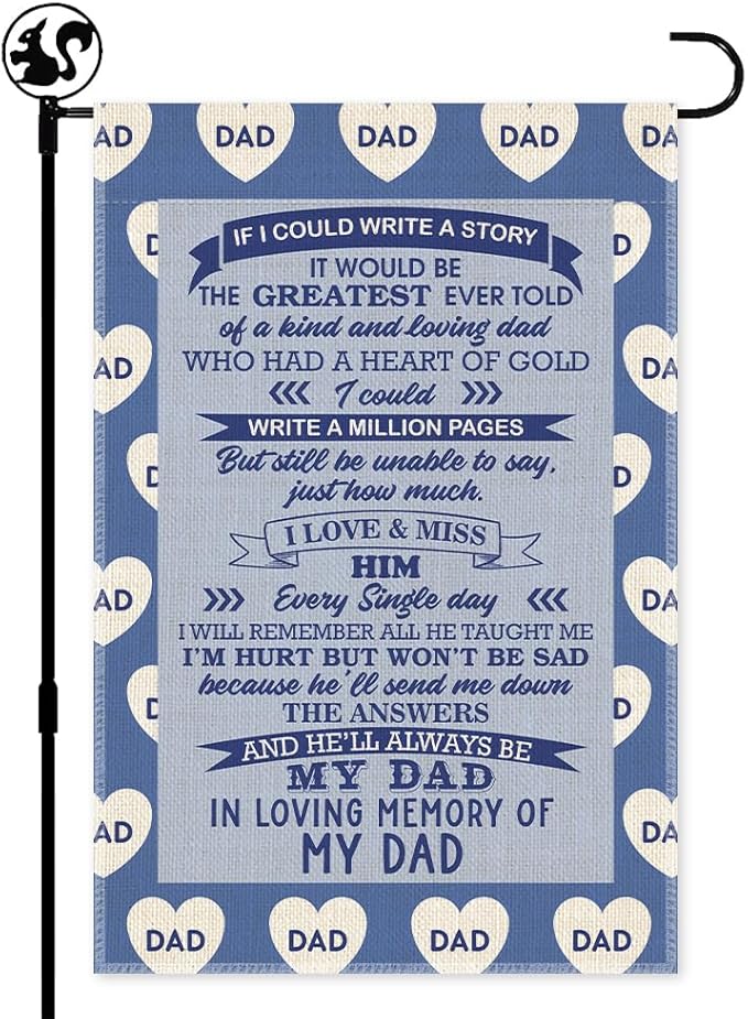 In Loving Memory of My Dad Garden Flag, Double Sided Lawn Outdoor Decor Yard Flag, Loss of Father Gift, Father's Day Memorial Sympathy Flag, Remembrance Gift For Dad, Cemetery Grave Flag
