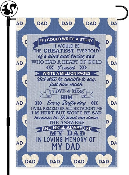 In Loving Memory of My Dad Garden Flag, Double Sided Lawn Outdoor Decor Yard Flag, Loss of Father Gift, Father's Day Memorial Sympathy Flag, Remembrance Gift For Dad, Cemetery Grave Flag