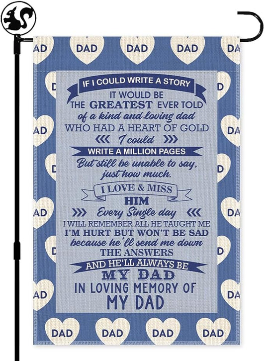 In Loving Memory of My Dad Garden Flag, Double Sided Lawn Outdoor Decor Yard Flag, Loss of Father Gift, Father's Day Memorial Sympathy Flag, Remembrance Gift For Dad, Cemetery Grave Flag