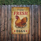 Chicken Tin Signs Farm Fresh Eggs Sign Vintage Country Chicken Hen Rooster Tin Signs Store Market Country Farm Barn Outdoor Wall Decor 8x12 Inch