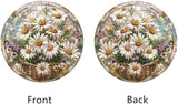Daisy Flower Stained Window Hangings with Chain – Round Acrylic Wild Flower Ornament for Garden, Patio and Indoor Decor, Housewarming Gift for Mom,Mother, Grandma