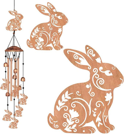 ORIGACH Rabbit Wind Chimes, Metal Wind Chimes for Outside, Decor for Lawn, Patio, Home, Garden, Large Animal Wind Chime Gifts for Birthday Family & Friends