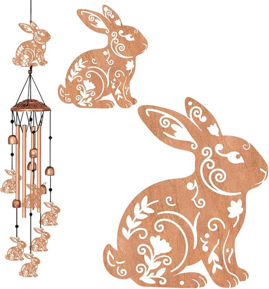ORIGACH Rabbit Wind Chimes, Metal Wind Chimes for Outside, Decor for Lawn, Patio, Home, Garden, Large Animal Wind Chime Gifts for Birthday Family & Friends