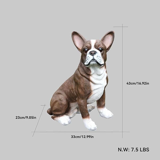 Outdoor Boston Terrier Dog Statue with Interchangeable Welcome sign and Detachable Solar Lantern –LED Light Garden Dog Sculpture Décor Garden Statue Outdoor dog statue Cute Puppy Design for Yard Gift