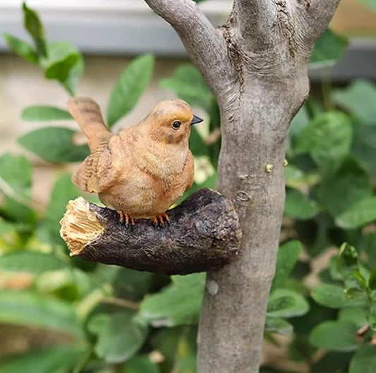 Hanging House Finch Statue Outdoor Decor for Garden, Fairy Yard Wall Mount Figurines Home Bird Sculptures for Lawn Patio Front Porch Backyard Fence