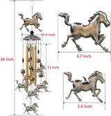 Horse Wind Chimes Decor - 35 Inch Pure Hand-Made Metal Musical Wind Bells with 4 Aluminum Tubes 6 Bells 7 Horses Mobile Wind Catcher Romantic Wind Chime for Home, Festival, Indoor/Outdoor Decoration